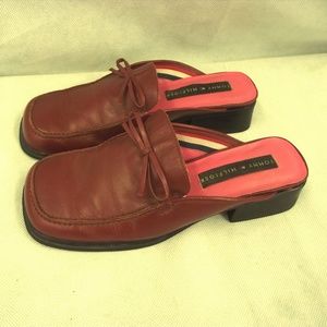 Tommy Hilfiger Women's Red Leather Mules